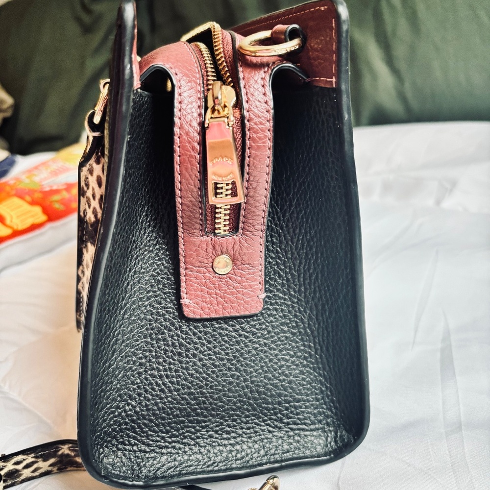 Coach Grace Black, Brown,Burgundy Crossbody Bag Monogram & Snake Animal Print - Picture 2 of 5